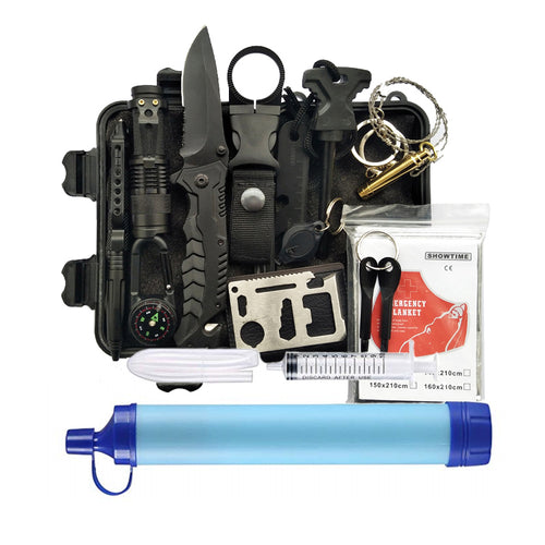 Outdoor Survival Kit Camping Set With Water Filter Straw, Emergency Survival Kit (FDA CE approved)